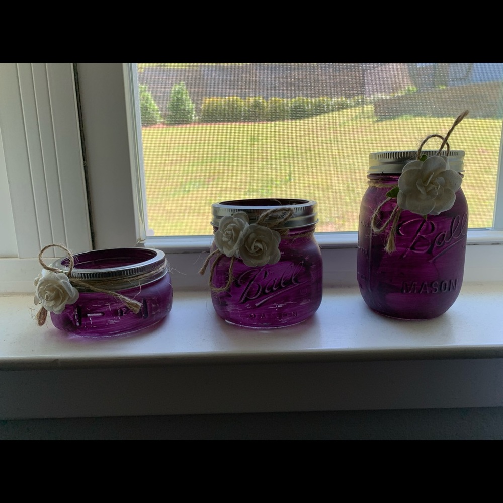 Purple flower mason jars
